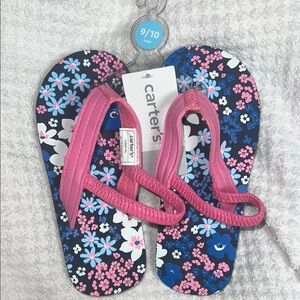 NWT - Carter's Kids Floral Flip Flops - Pink and Navy